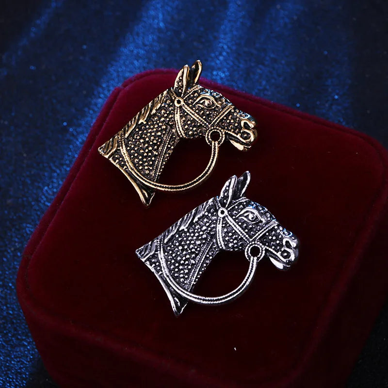Vintage Horse Head Brooch (Silver)