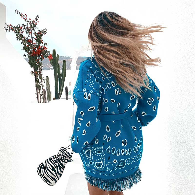 Blue Ahanu Oversized Cardigan Jacket