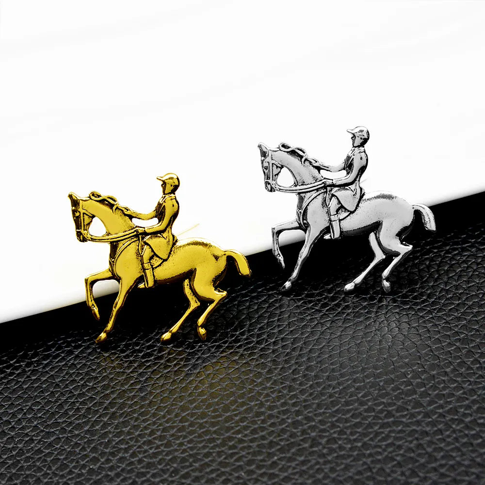 Horse and Rider Brooch (Gold)
