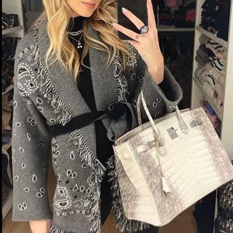 Gray Ahanu Oversized Cardigan Jacket