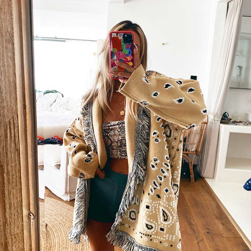 Khaki Ahanu Oversized Cardigan Jacket