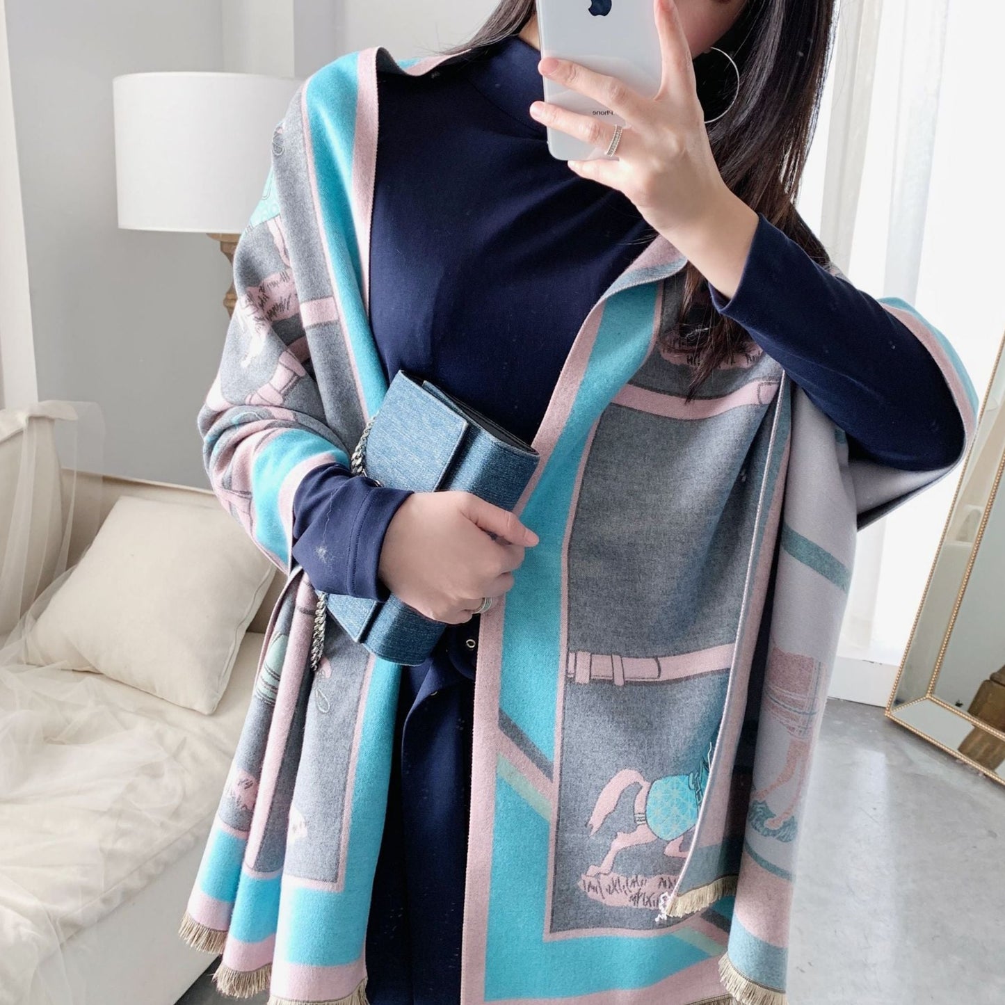 Nour Pashmina Scarf Blue