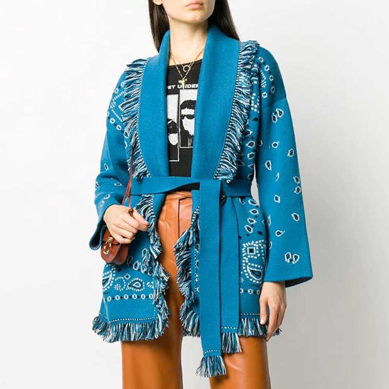 Blue Ahanu Oversized Cardigan Jacket