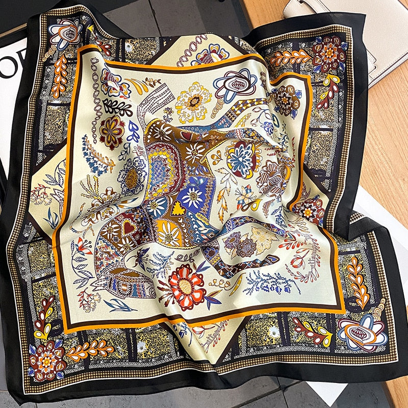 Petronilla Beige Silk Scarf / 70cm