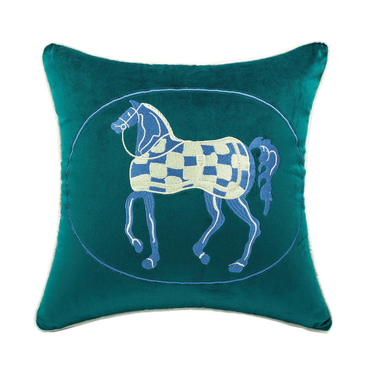 Rita Embroidered Velvet Pillow Cover Green