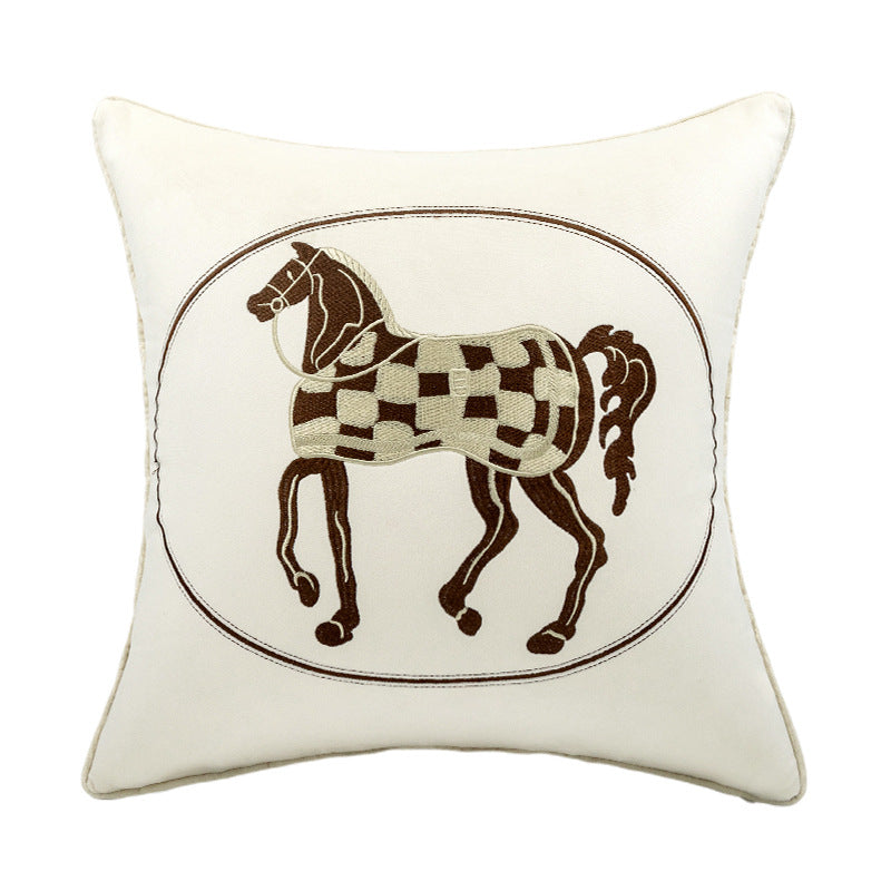 Rita Embroidered Velvet Pillow Cover Beige