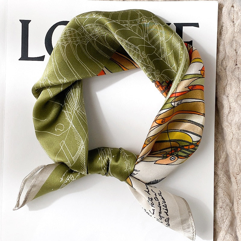 Amalia Green & Orange Silk Scarf