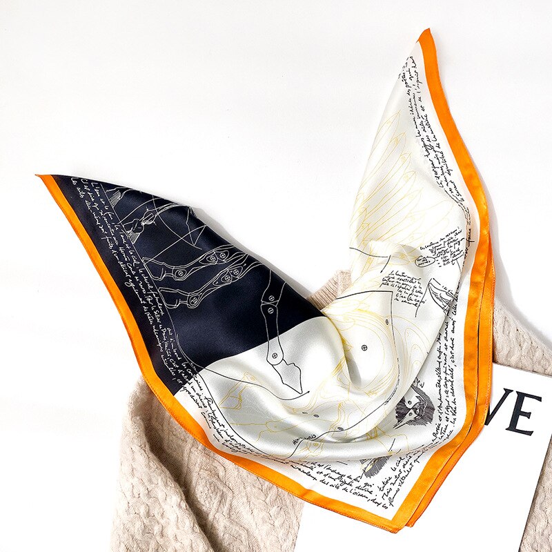 Amalia Black & Orange Silk Scarf