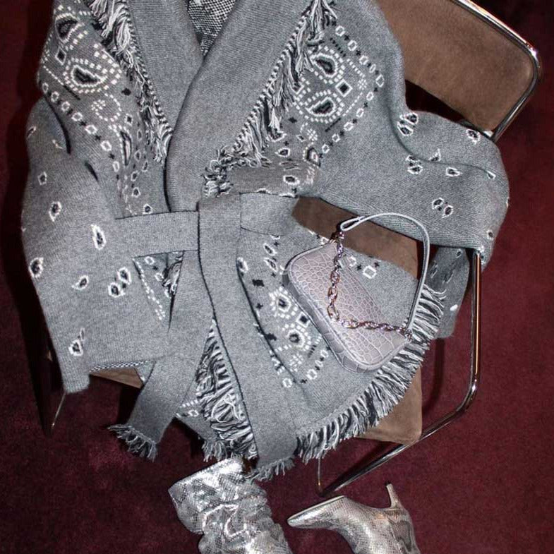 Gray Ahanu Oversized Cardigan Jacket
