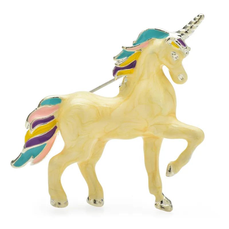 Enamel Unicorn Brooch
