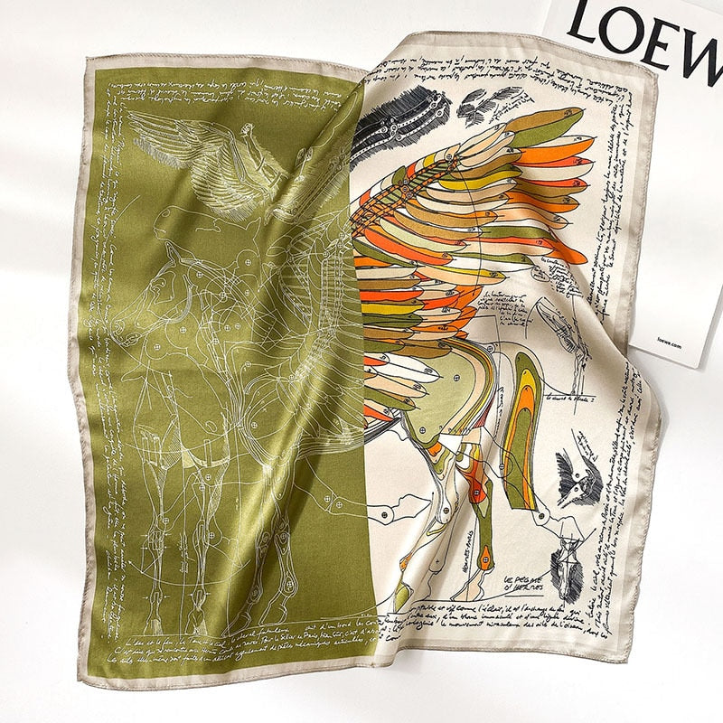 Amalia Green & Orange Silk Scarf