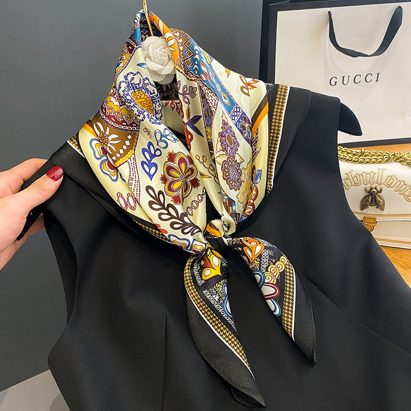 Petronilla Beige Silk Scarf / 70cm