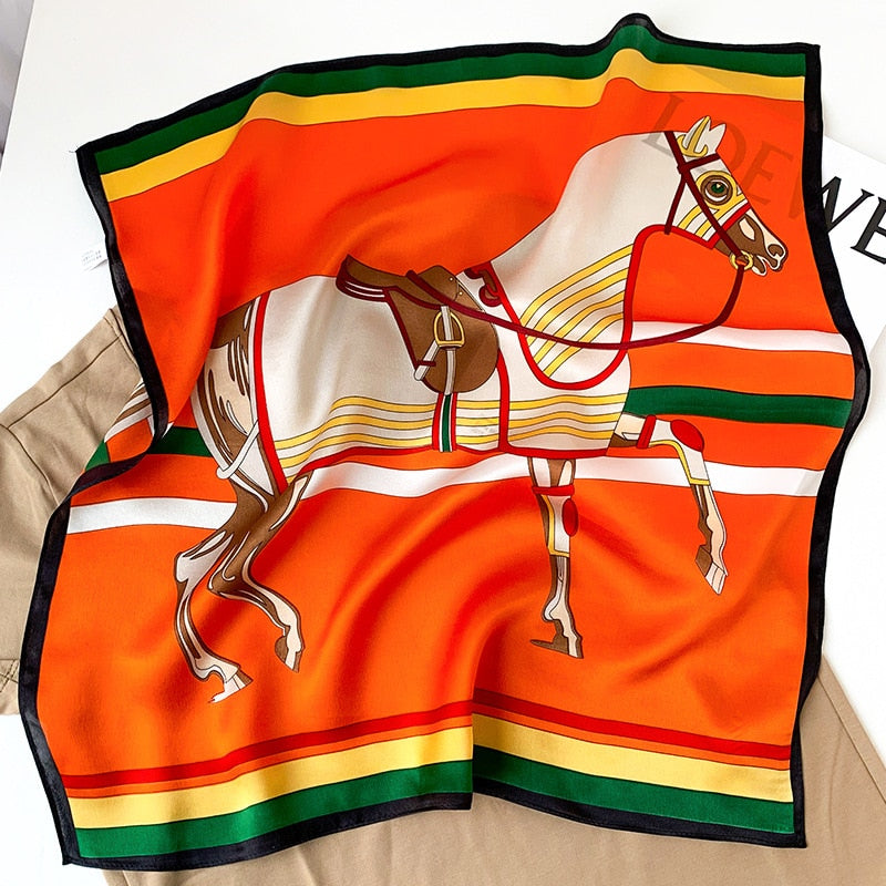 Maxine Orange Silk Scarf / 53cm