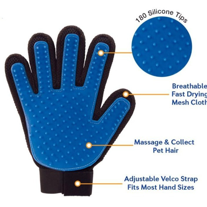 Blue Grooming Gloves - Dogs and Horses