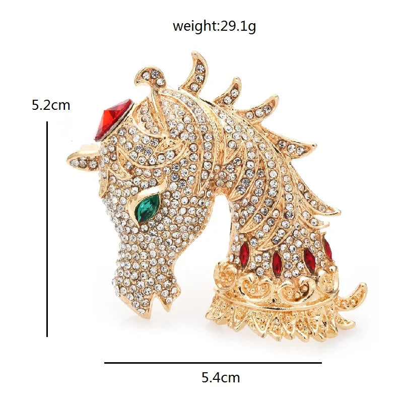 Crystal Ponny Head Brooch (Silver)