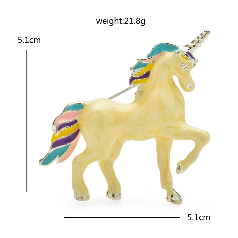 Enamel Unicorn Brooch