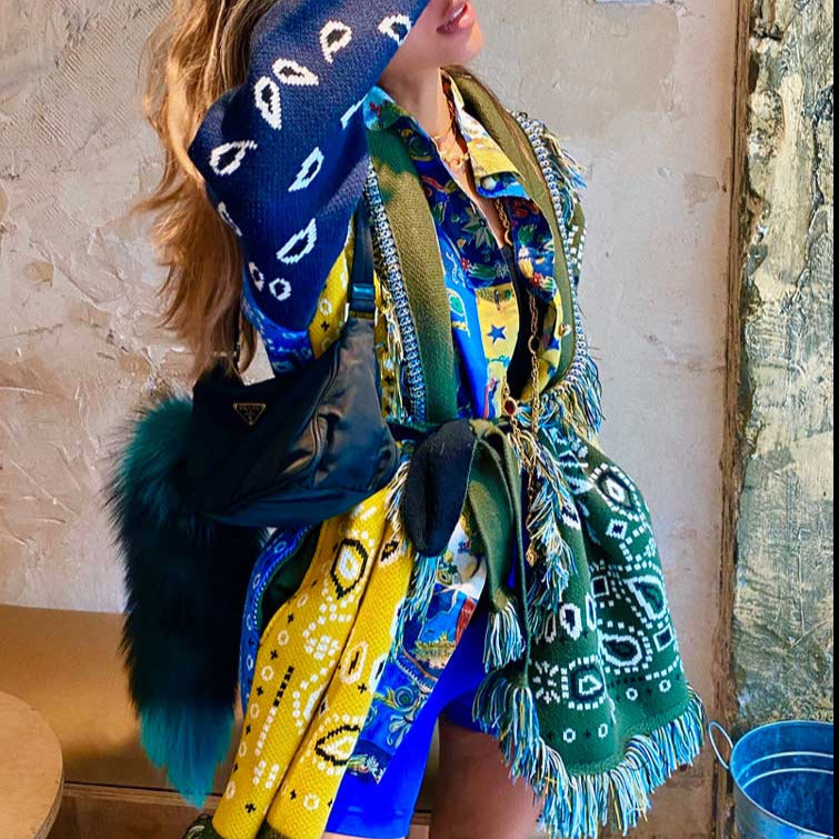 Blue Leotie Oversized Cardigan Jacket