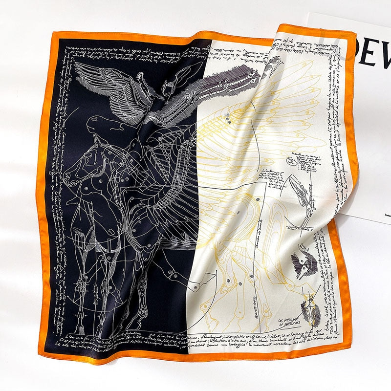 Amalia Black & Orange Silk Scarf