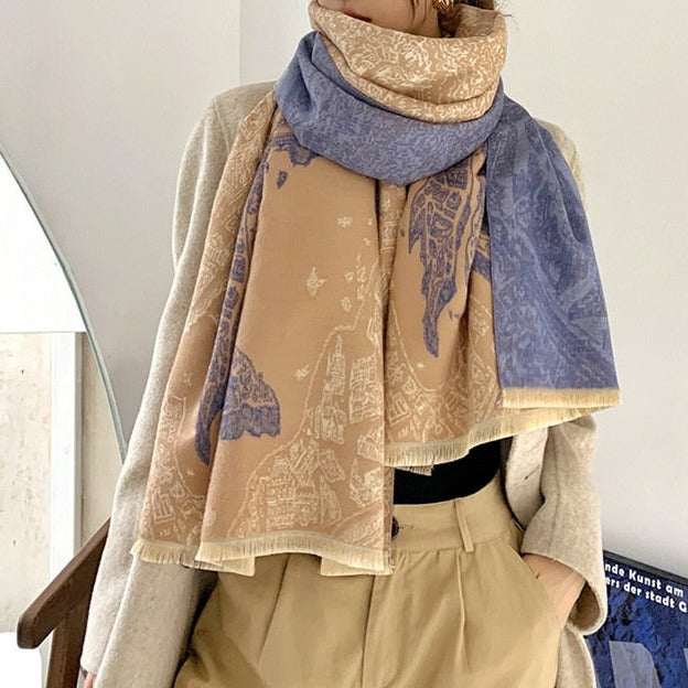 Blue Felicity Luxurious Pashmina Scarf Shawl Wrap