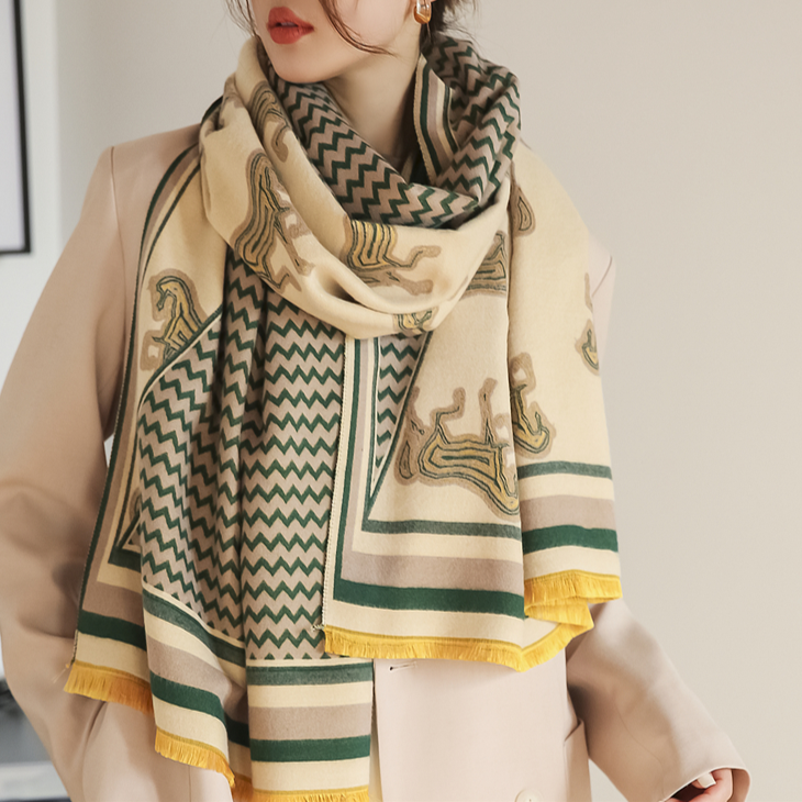 Eulalie Pashmina Scarf Green