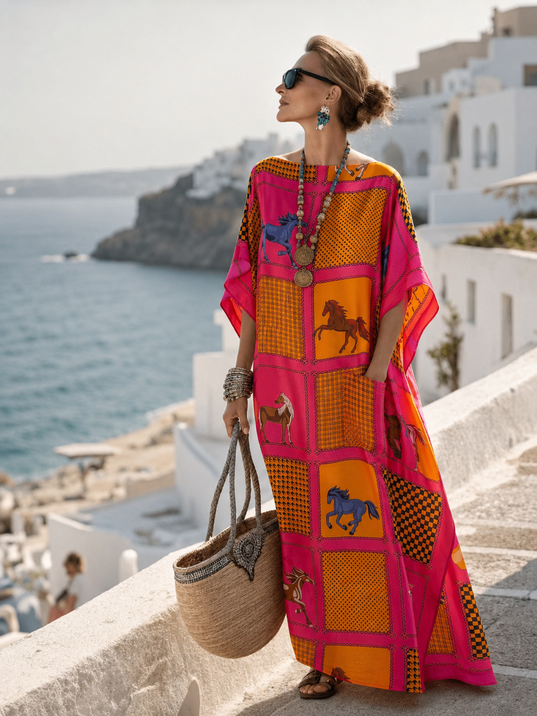 Rose Red Licinia Kaftan Dress & Scarf Set