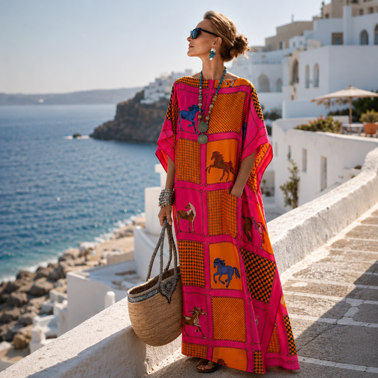 Rose Red Licinia Kaftan Dress & Scarf Set