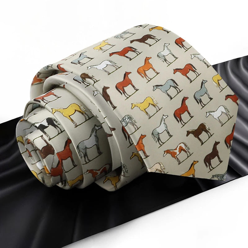 Men's Tie Horse Gray