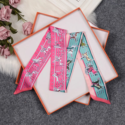 Nina Pink & Blue Twilly Skinny Scarf