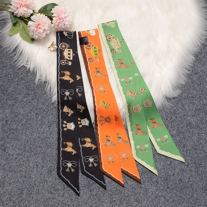Luna Orange Twilly Skinny Scarf