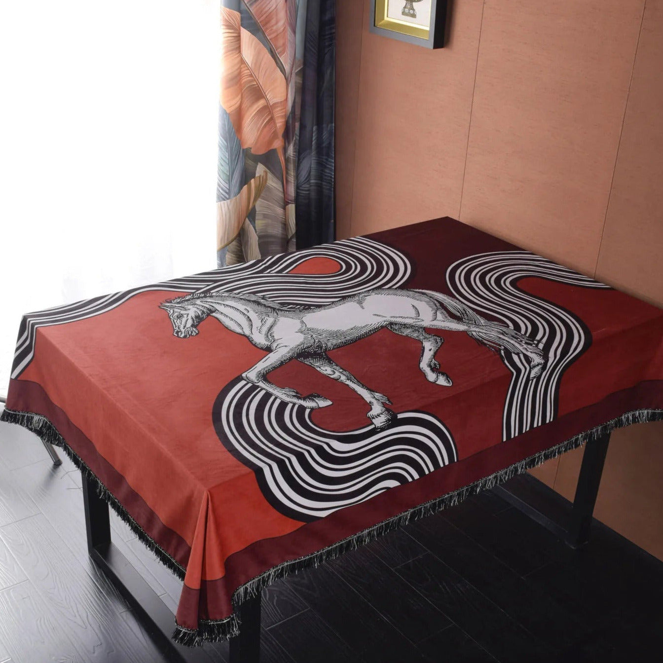 Arese Horse Print Velvet Tablecloth