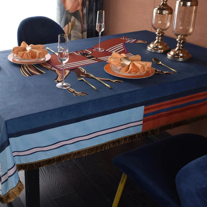 Botticino Horse Print Velvet Tablecloth