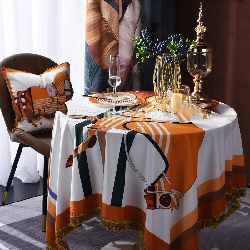 Isnello Horse Print Velvet Tablecloth
