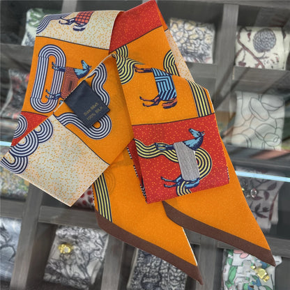Mara Orange Twilly Skinny Scarf