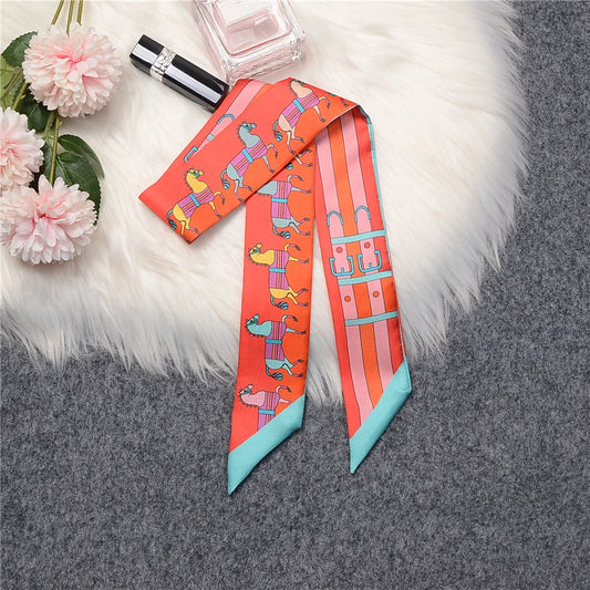 Mira Orange Twilly Skinny Scarf