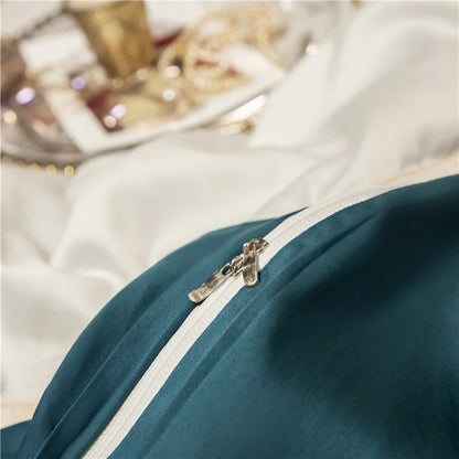 4 or 6 Piece Embroidered Egyptian Cotton Sateen Bedding Set (Bastien Blue)
