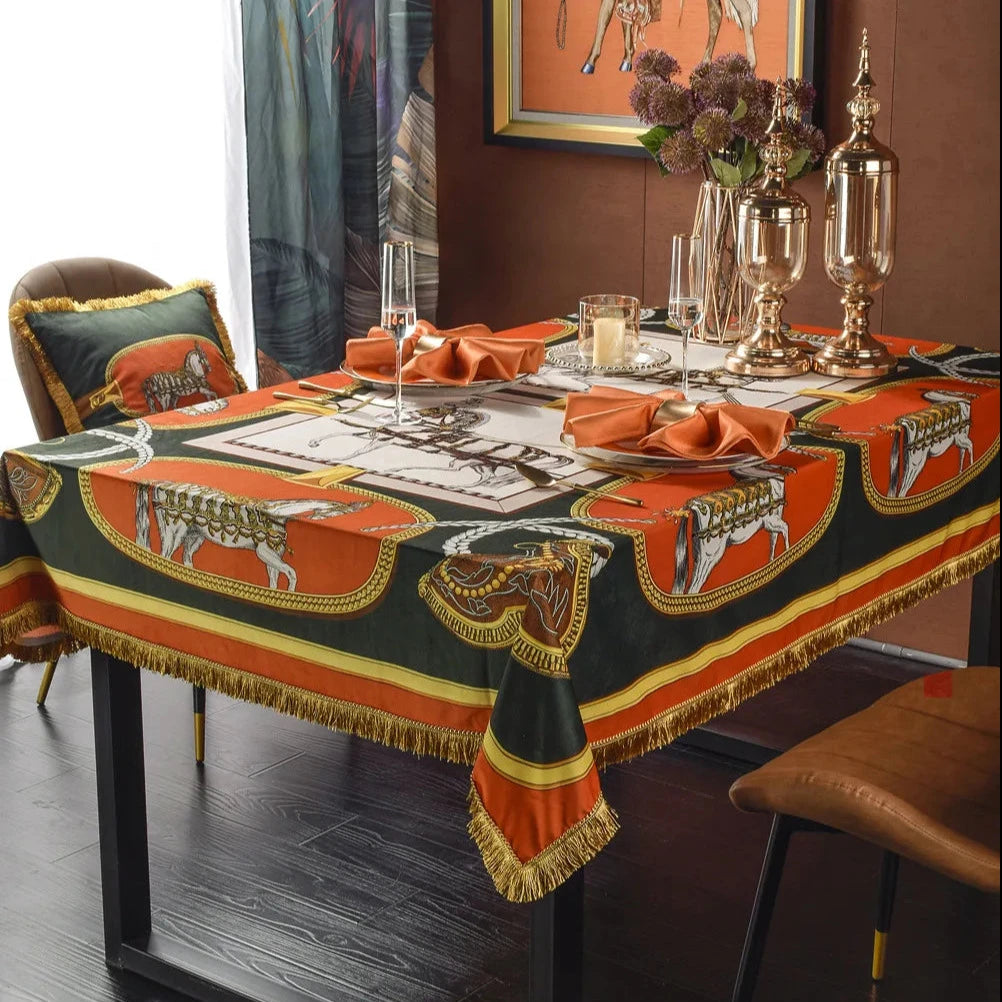 Magasa Horse Print Velvet Tablecloth