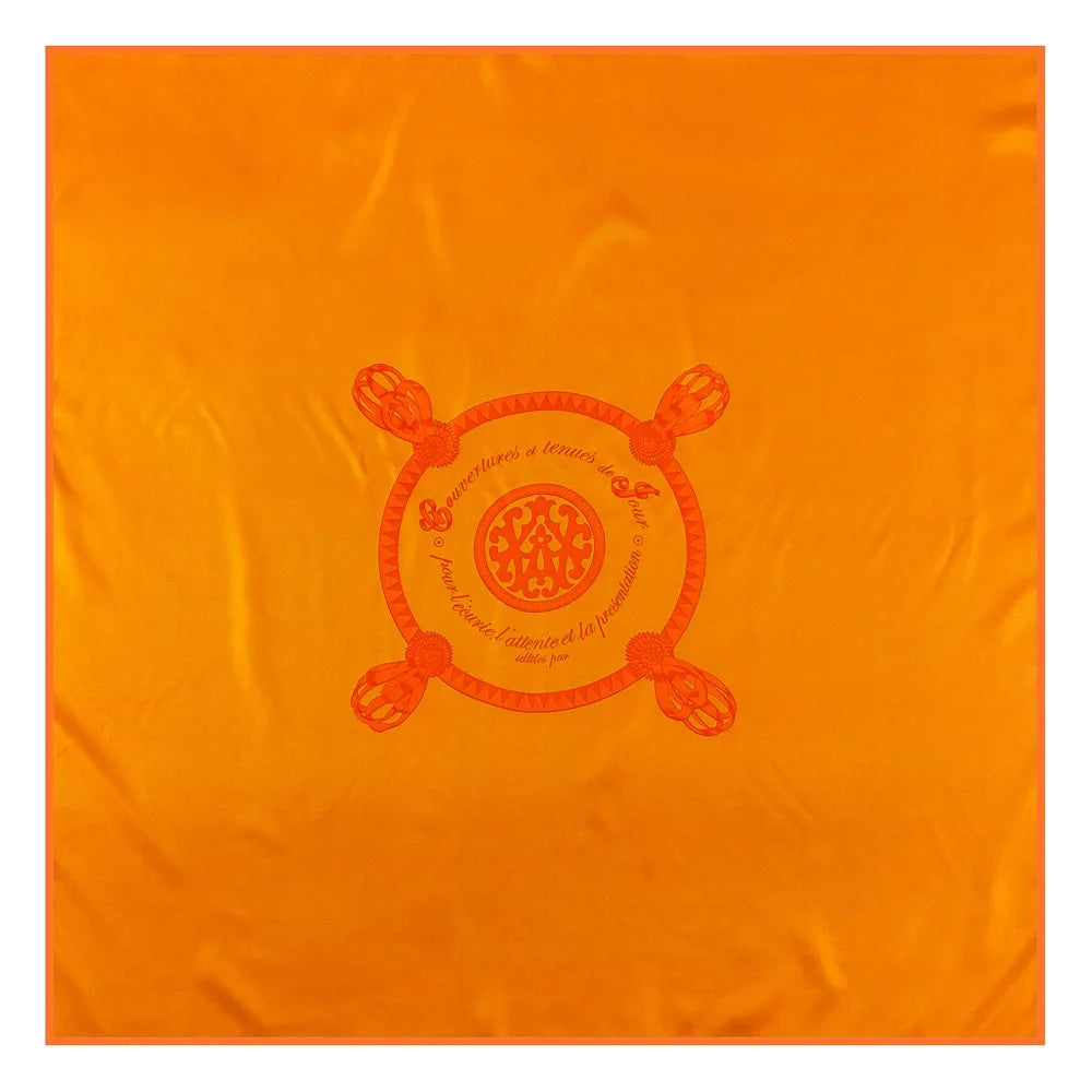 Curled Orange Silk Scarf / 90cm