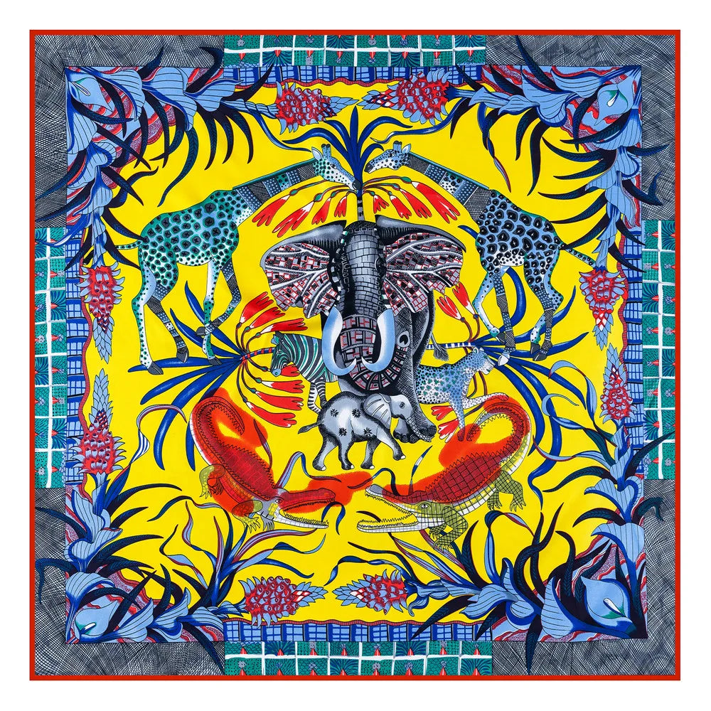 Zambezi Yellow Silk Scarf / 90cm
