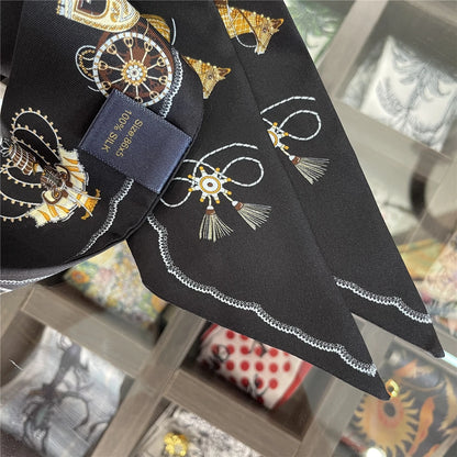 Luna Black Twilly Skinny Scarf