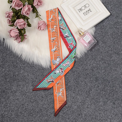 Nina Orange & Blue Twilly Skinny Scarf