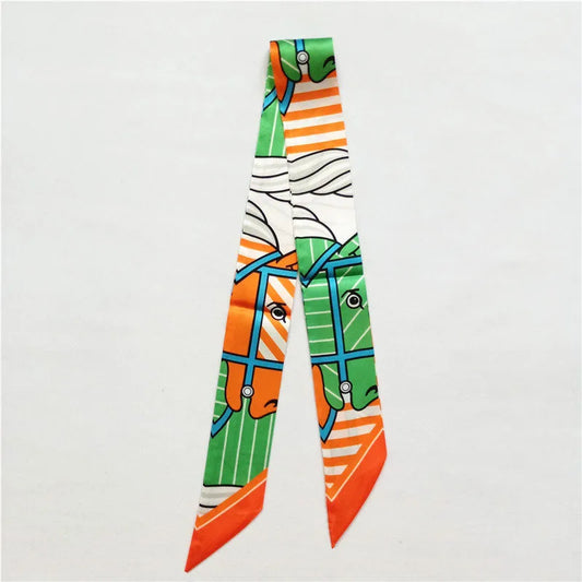 Lana Green & Orange Twilly Skinny Scarf