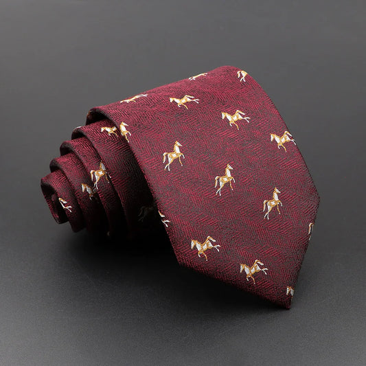 Men's Tie Horse Burgundy