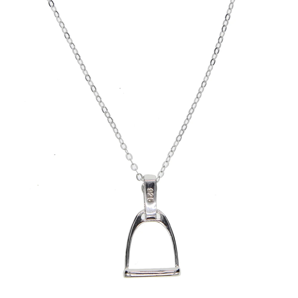 Silver Stirrup Necklace (Platinum Plated)