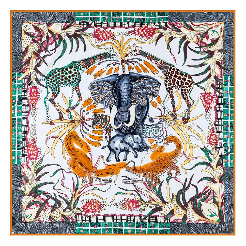 Zambezi Beige Silk Scarf / 90cm
