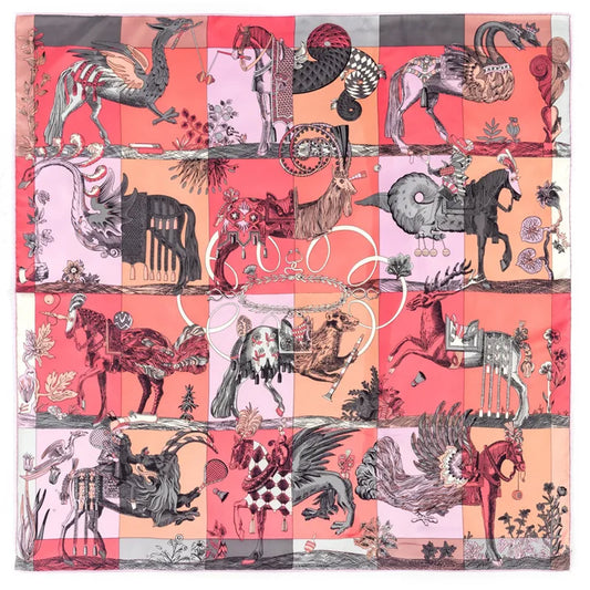 Mythology Pink Silk Scarf / 90cm