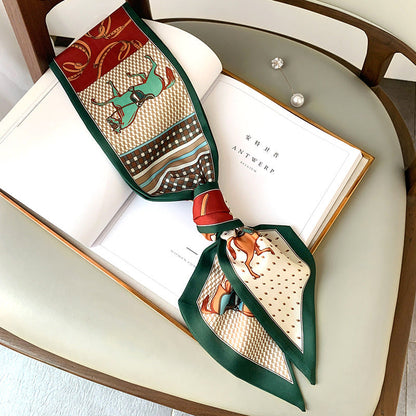 Diamonique Green Long Twilly Scarf