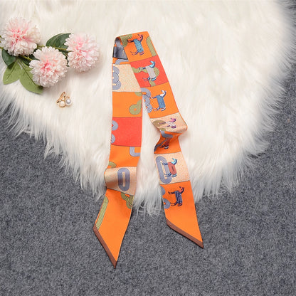Mara Orange Twilly Skinny Scarf