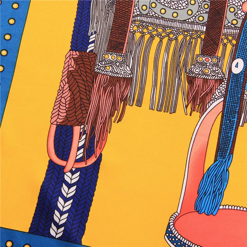 Saddle Yellow Silk Scarf / 90cm