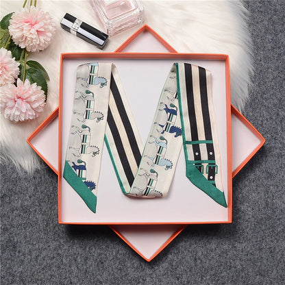 Mira Green Twilly Skinny Scarf