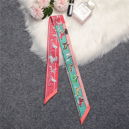 Nina Red Twilly Skinny Scarf
